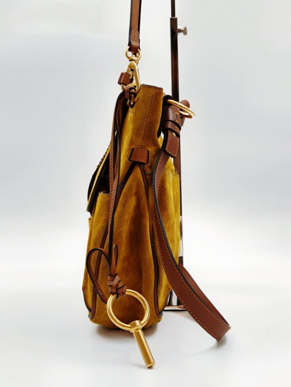 Chloé Suede Leather Shoulder Crossbody Bag Mustard Gold Medium - Picture 4 of 16